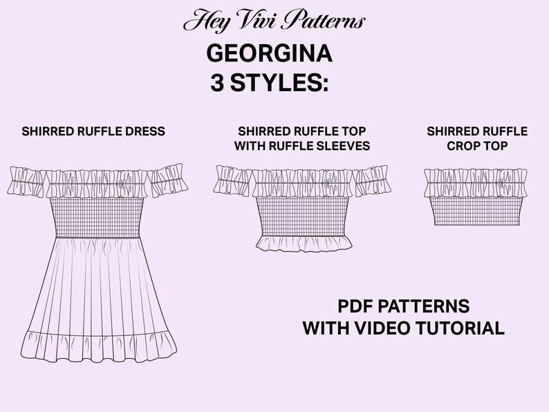 Shirred Dress Digital Sewing Pattern Shirred Crop Top Etsy