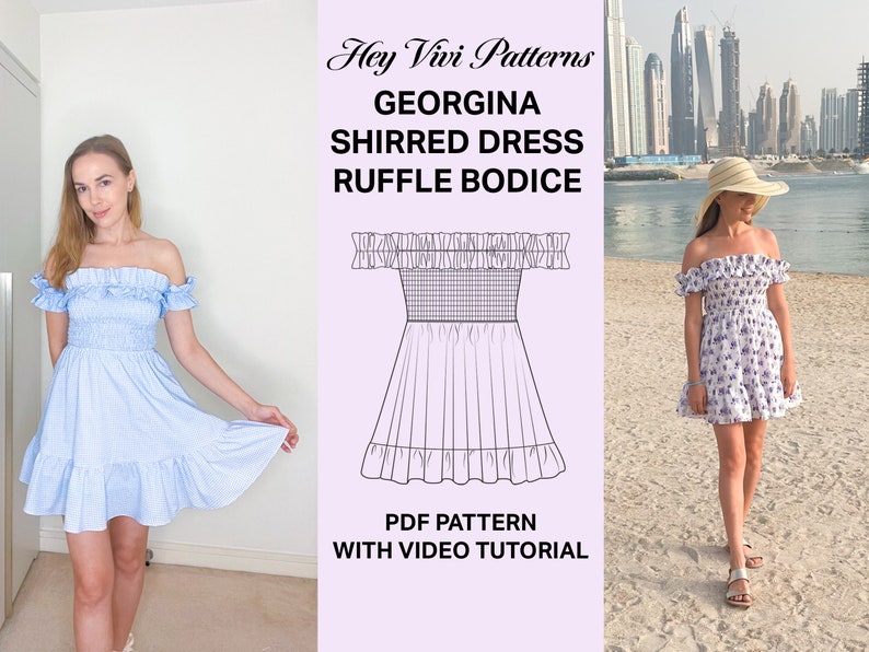 Shirred Dress Digital Sewing Pattern Shirred Crop Top Etsy