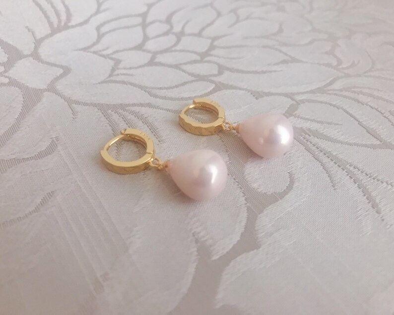waterproof gold earrings Gold filled earrings with fresh water pearls no-tarnish hoop pearl earrings