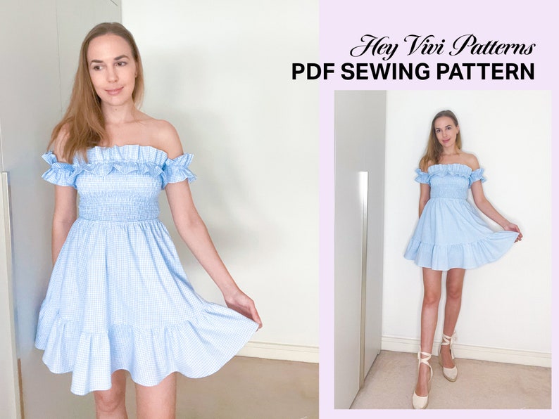 Shirred Dress Digital Sewing Pattern Shirred Crop Top Etsy