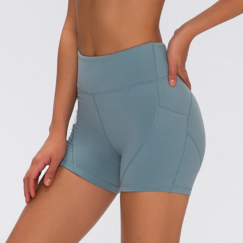 Energy HighWaist Athletic Shorts Light Blue Soft and Etsy