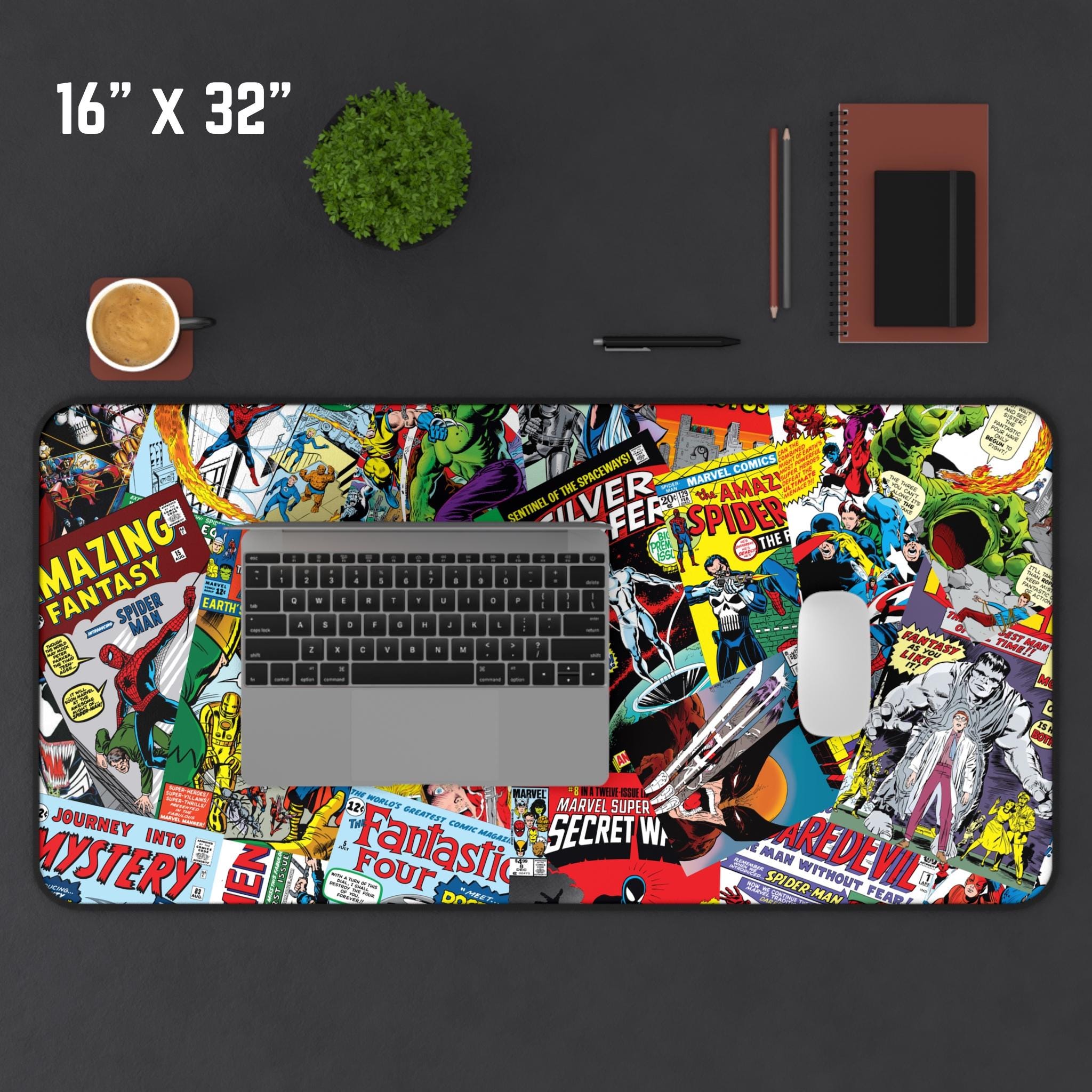 Comic Book Gaming Desk Mat - Super Hero Character Desk Mat, Gamer Gift ...