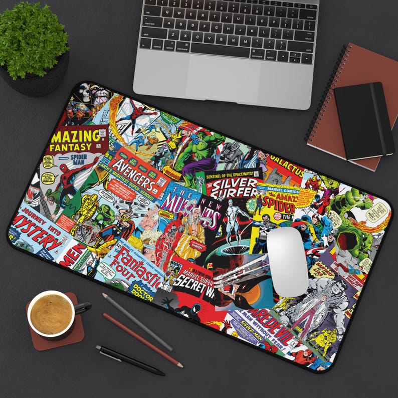 Comic Book Gaming Desk Mat - Super Hero Character Desk Mat, Gamer Gift ...