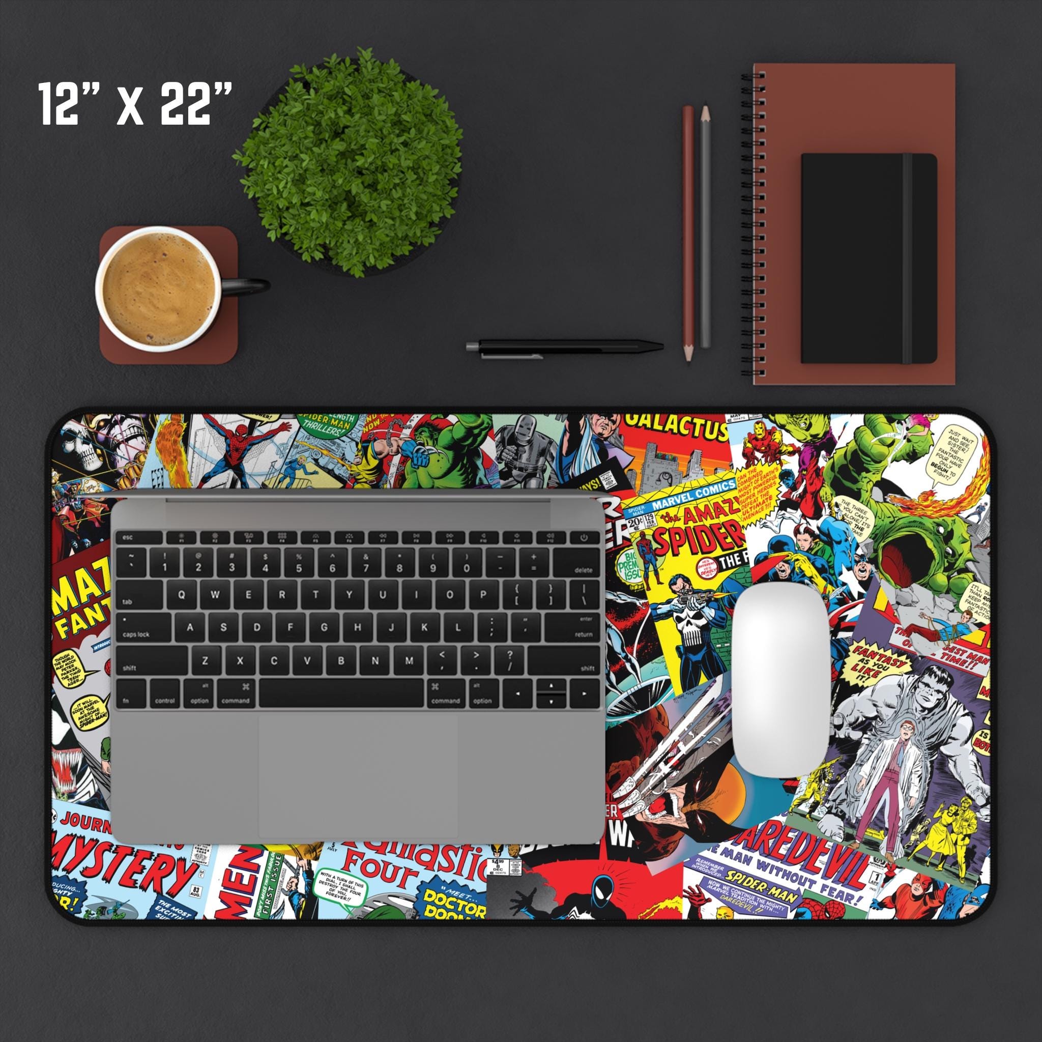 Comic Book Gaming Desk Mat - Super Hero Character Desk Mat, Gamer Gift ...