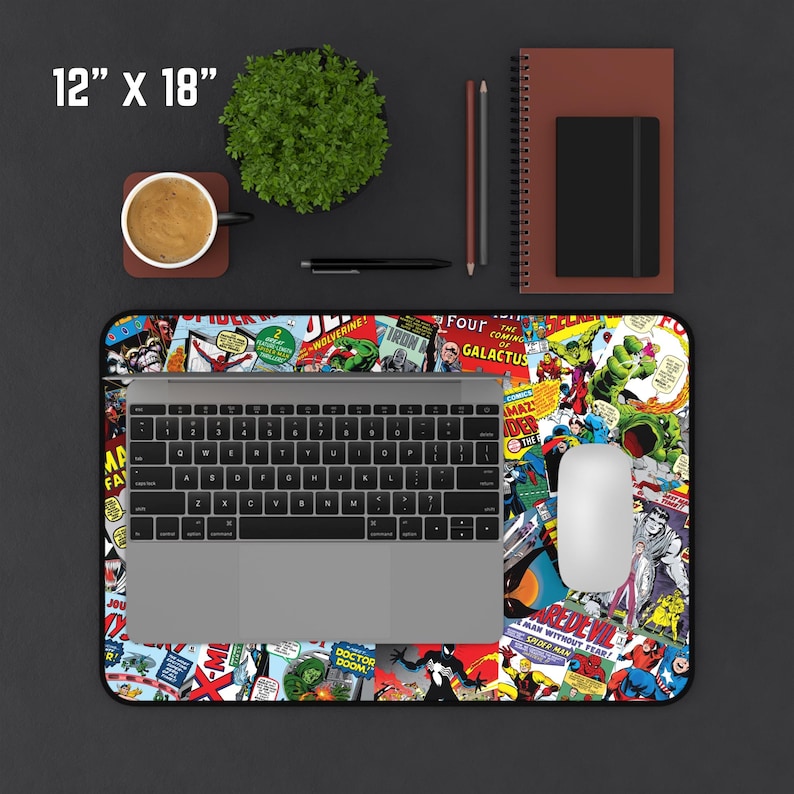 Comic Book Gaming Desk Mat - Super Hero Character Desk Mat, Gamer Gift ...