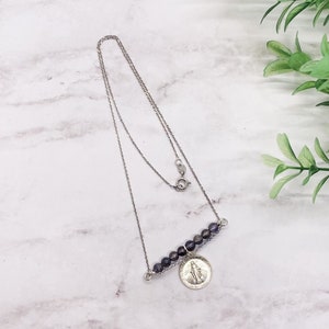 CLEARANCE Miraculous Medal Necklace | Sterling | Iolite | Mary Necklace | Catholic Necklace