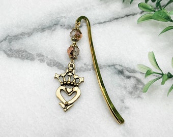 Luckenbooth Bookmark | Crystal | Gold | Catholic Gift | Religious Gift | Baptism | First Communion | Confirmation | Wedding