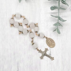 ABEND St. Therese Single-Dekaden-Rosenkranz | Rosenquarz | Reine Bronze | Katholisches Geschenk | Taufe, Erstkommunion, Konfirmation
