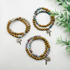 Wrap Rosary Bracelet | Jasper | Solid Bronze |Hematite | Catholic Jewelry Gift | Religious Gift |Rosary Beads | Catholic Rosary Prayer Beads
