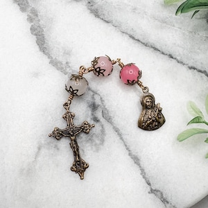 St. Therese of Lisieux Three Hail Mary Devotional Chaplet | Glass | Solid Bronze | Catholic Gift | Catholic Chaplet