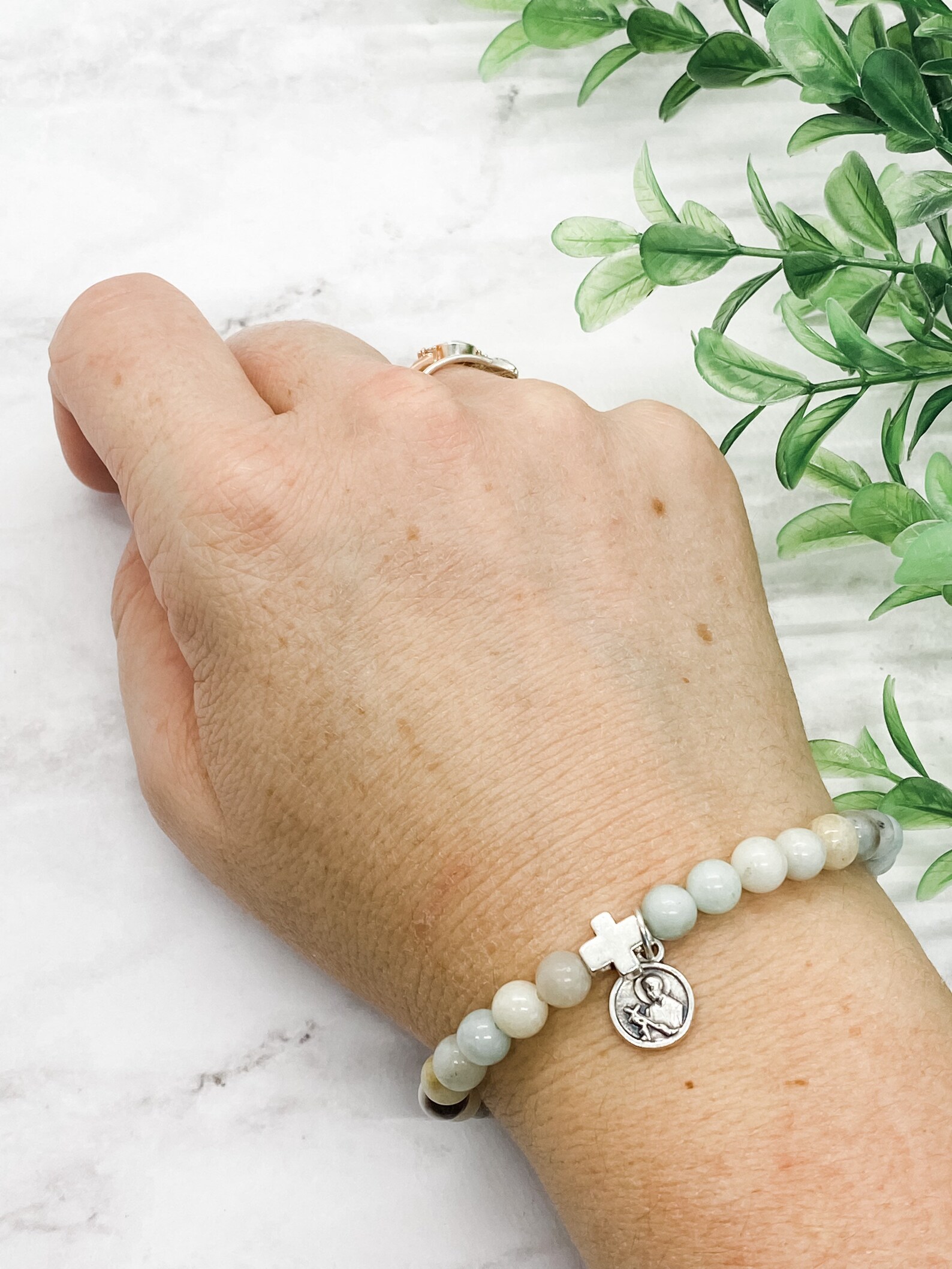 St. Gerard Majella Stretch Bracelet Natural Gemstones Etsy