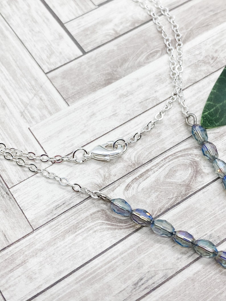 Silver and Blue Floral Cross Necklace