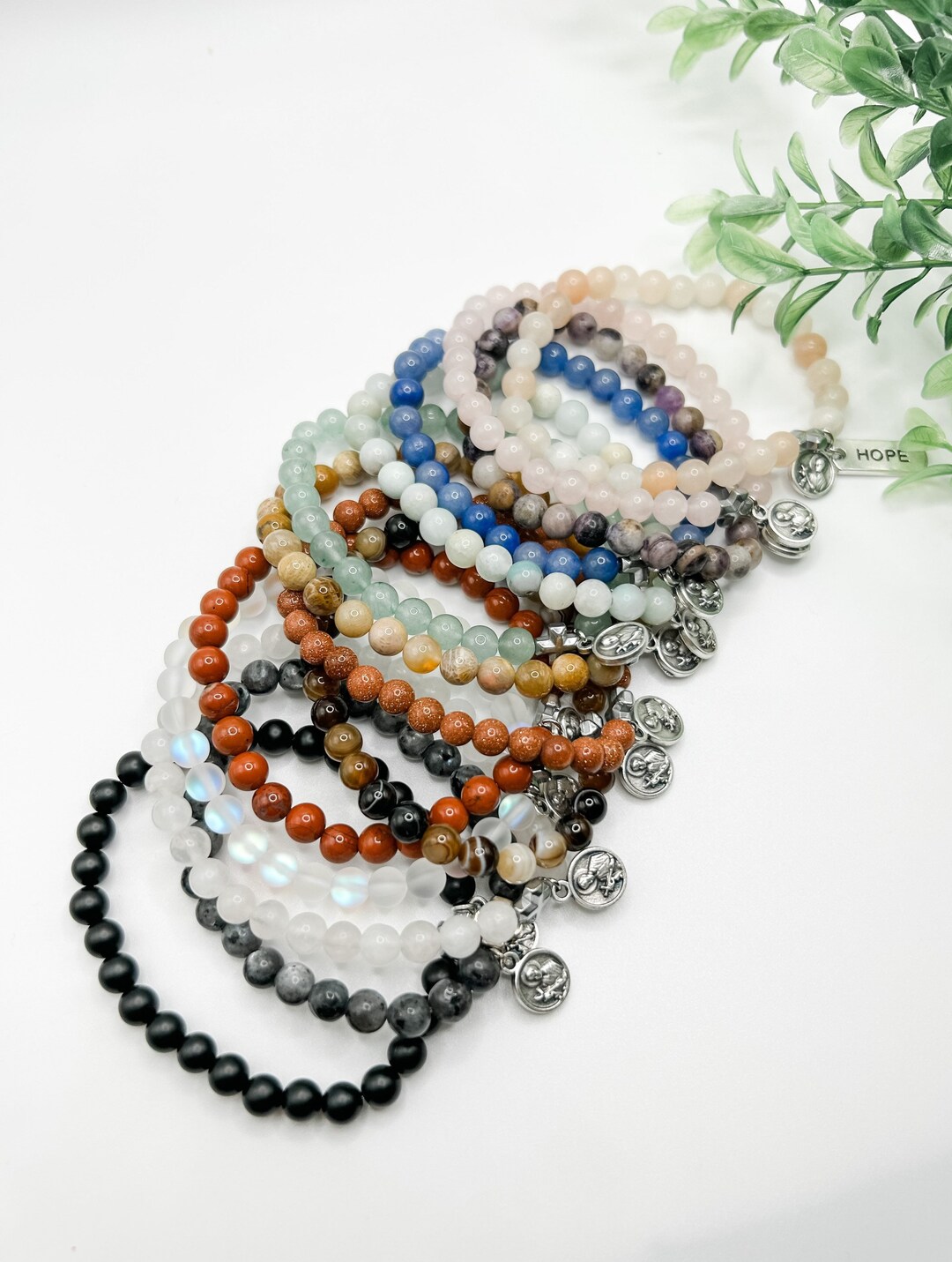 St. Gerard Majella Stretch Bracelet Natural Gemstones Etsy