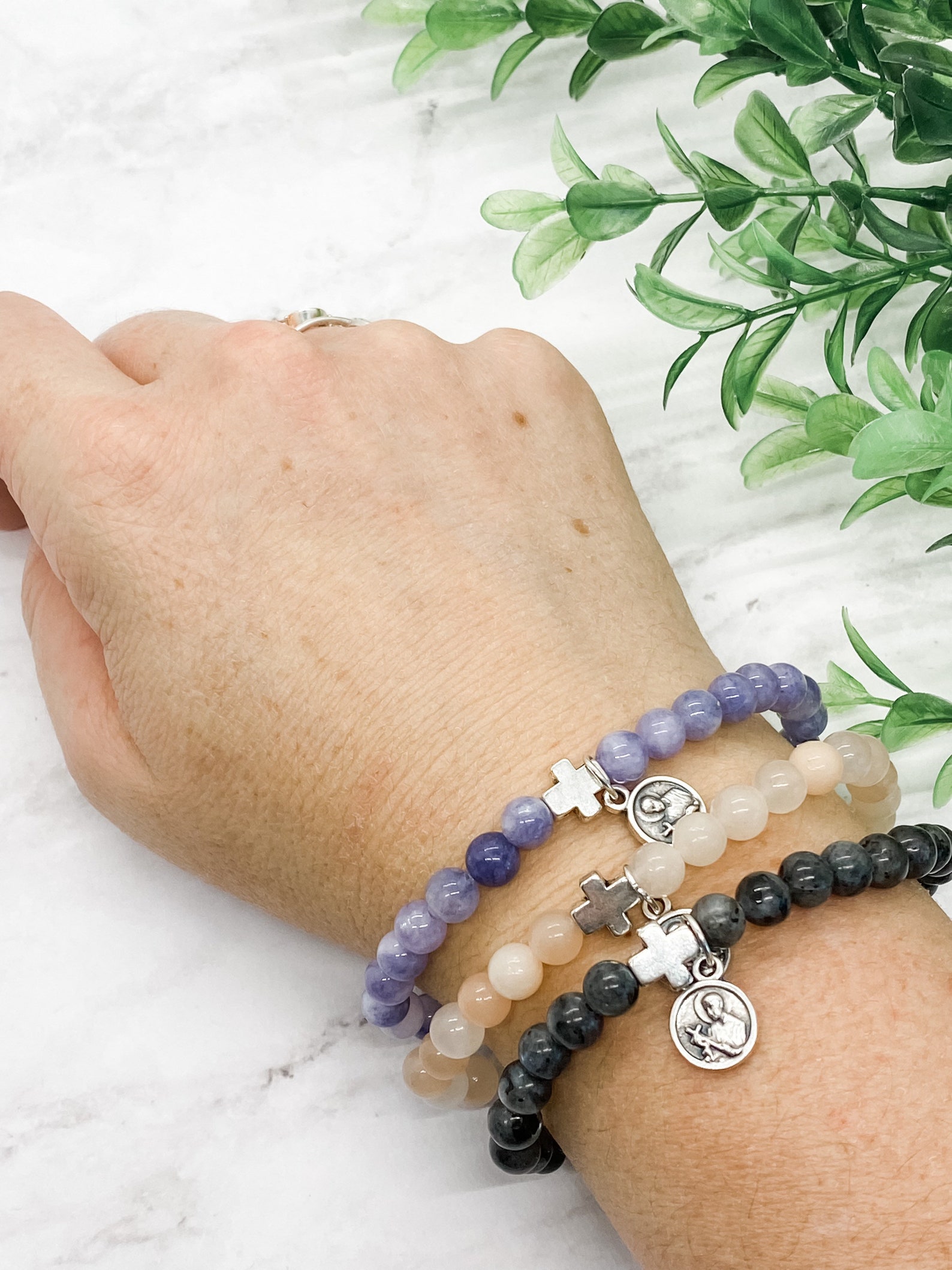 St. Gerard Majella Stretch Bracelet Natural Gemstones Etsy