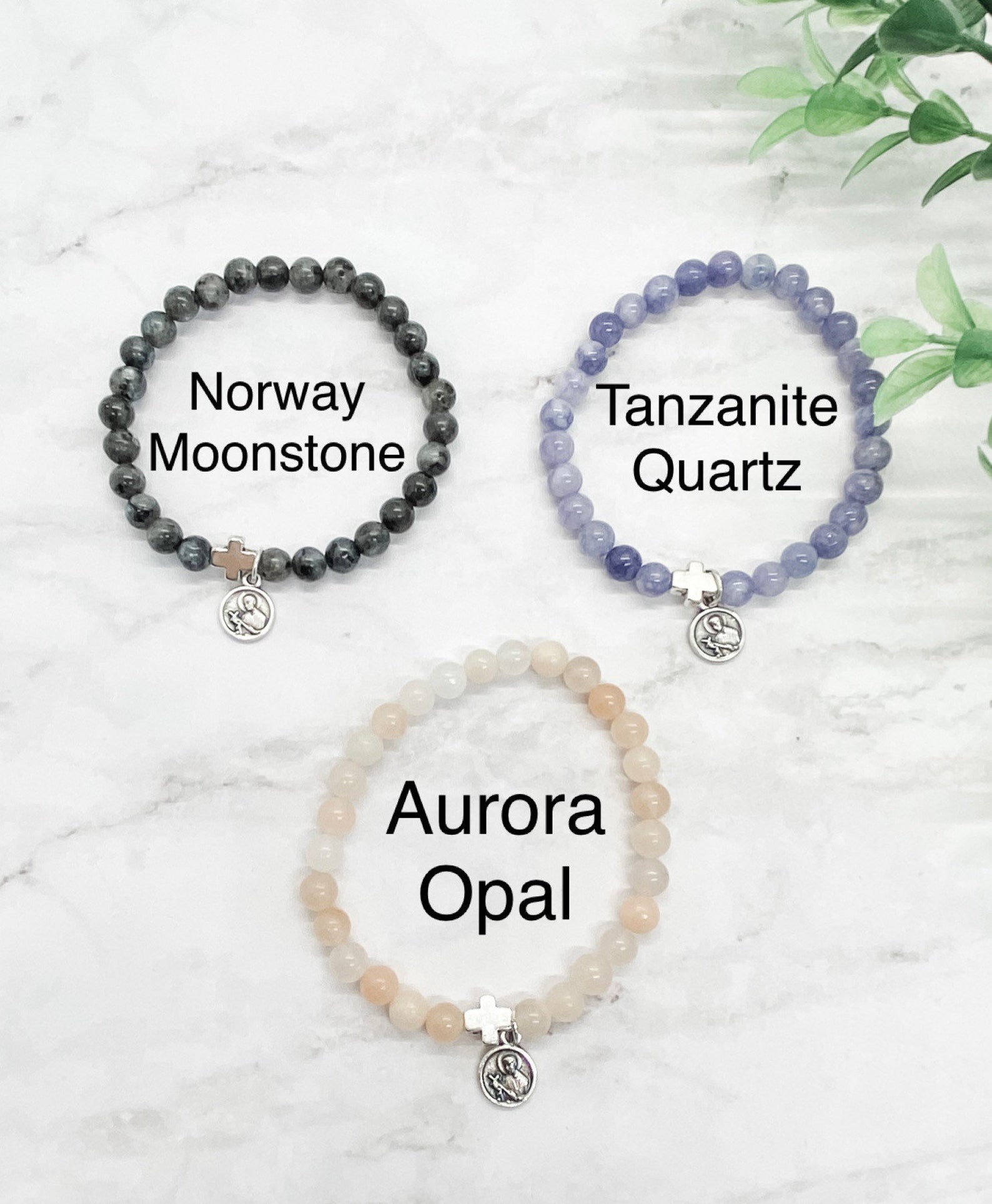 St. Gerard Majella Stretch Bracelet Natural Gemstones Etsy