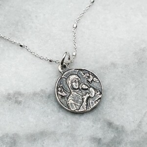 Our Lady of Perpetual Help 18&quot; Sterling Silver Chain Necklace | Catholic Necklace |