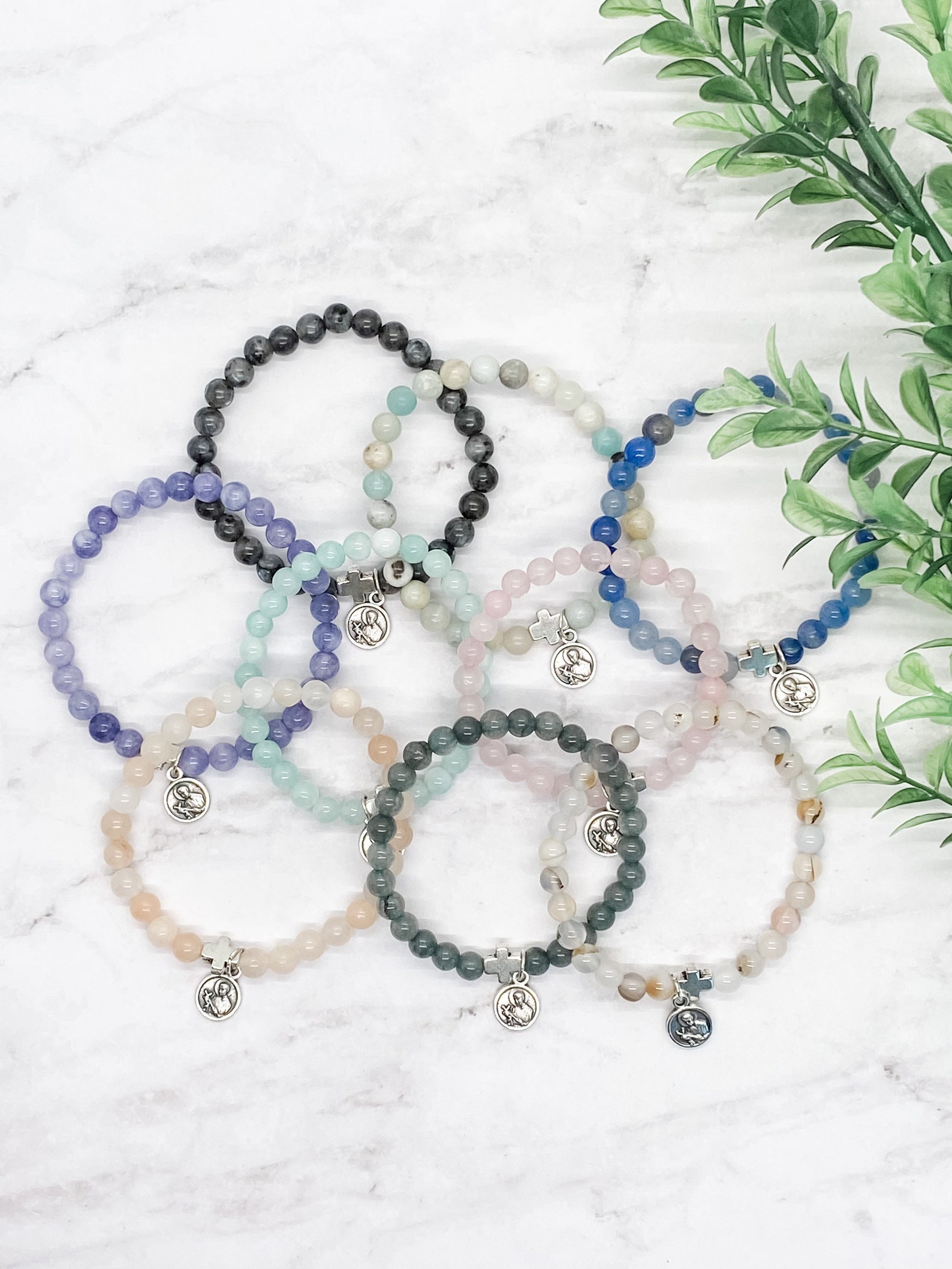 St. Gerard Majella Stretch Bracelet Natural Gemstones Etsy