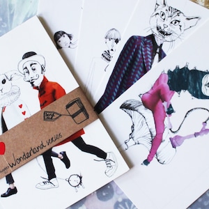 Wonderland - ensemble de 5 cartes postales