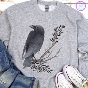 Raven sweatshirt/Black Crow Raven Bird/Bird Sweatshirt/Raven Bird Shirt/Halloween sweater/Black bird sweatshirt/Witch sweatshirt/Bird shirt