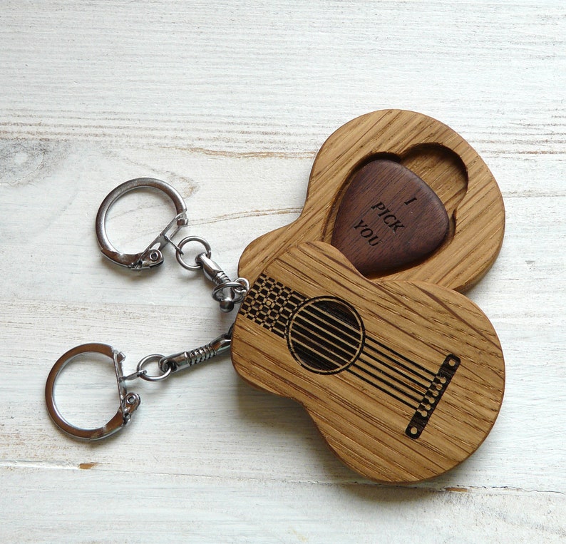 Keychain wooden guitar personalized wooden pick Etsy