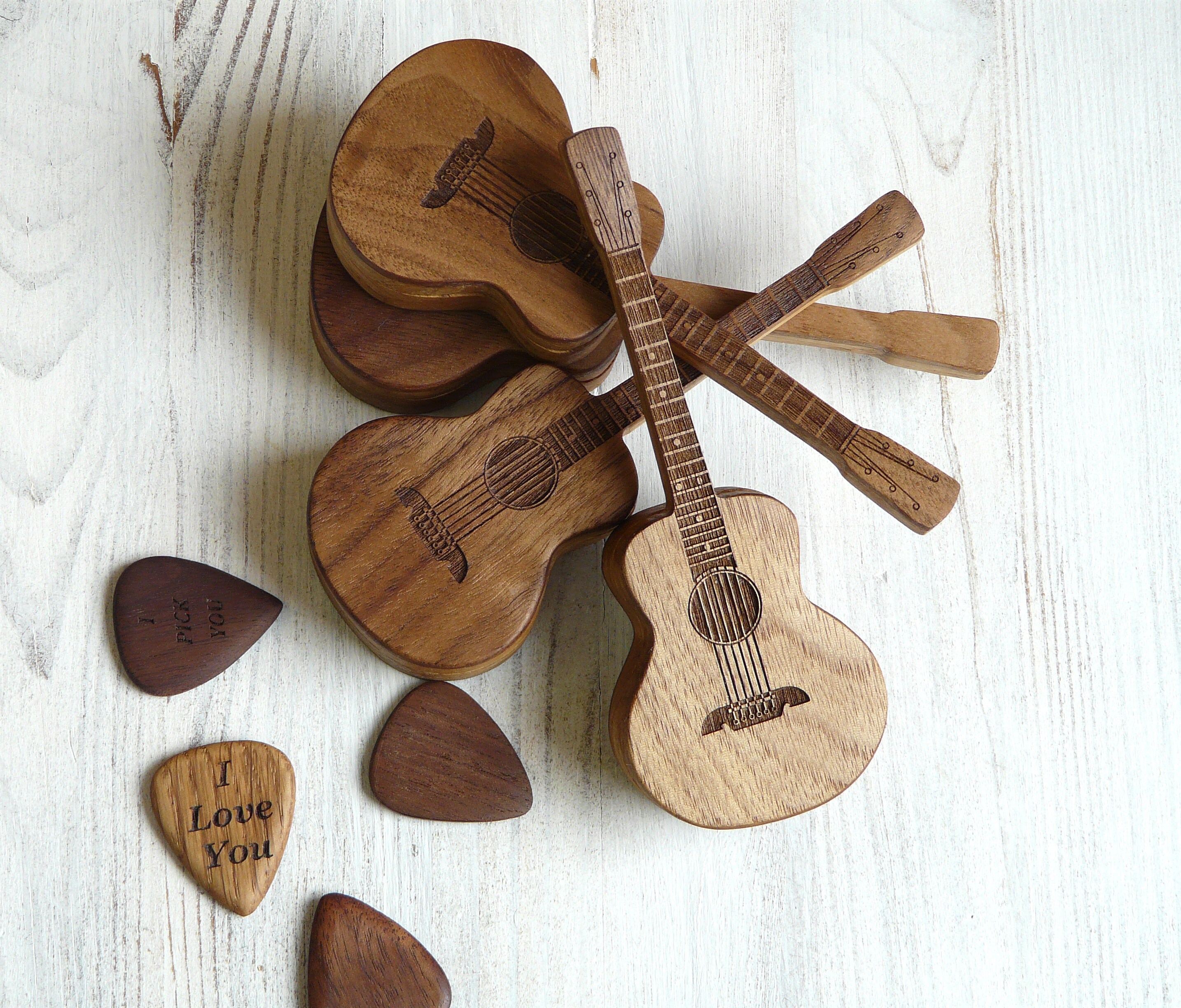 Personalized acoustic guitar pick box for gift fathers day Etsy