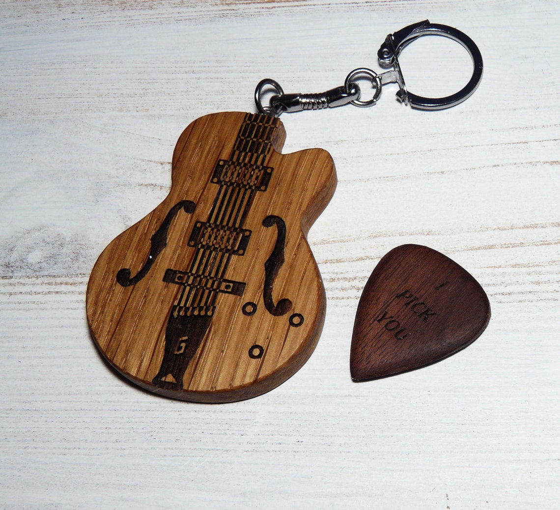 Personalized Custom Engraved Guitar Keychain With Personalized Etsy