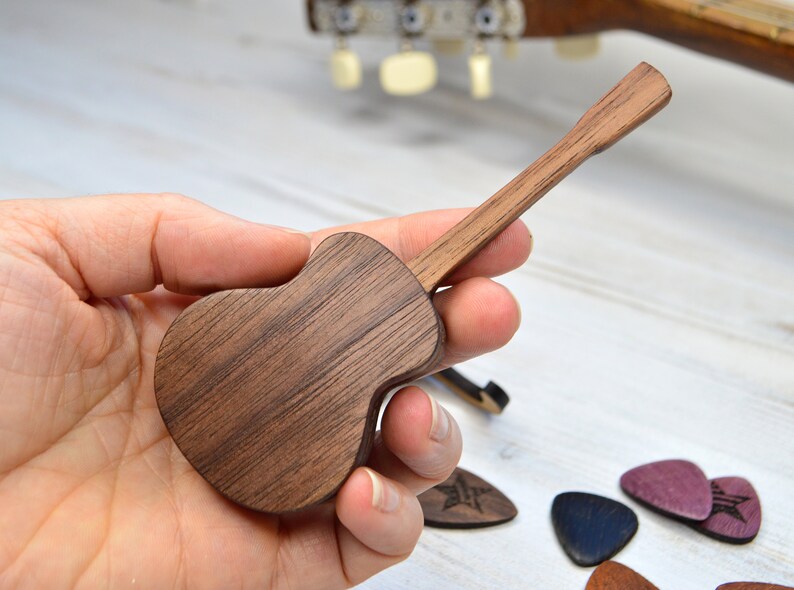 Personalized engraved guitar pick box walnut acoustic guitar Etsy
