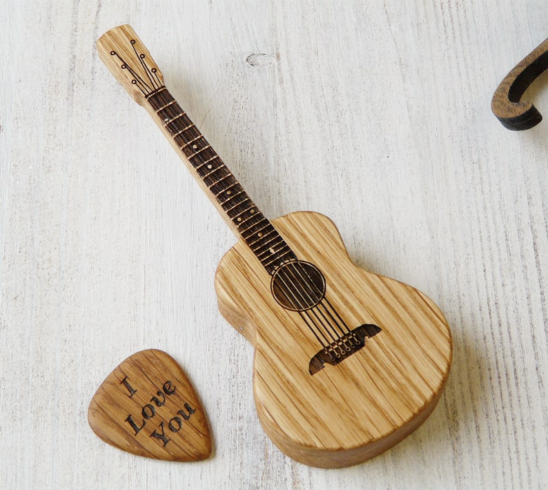 Custom Personalized Guitar Pick Box with Engraved Pick Wooden Etsy