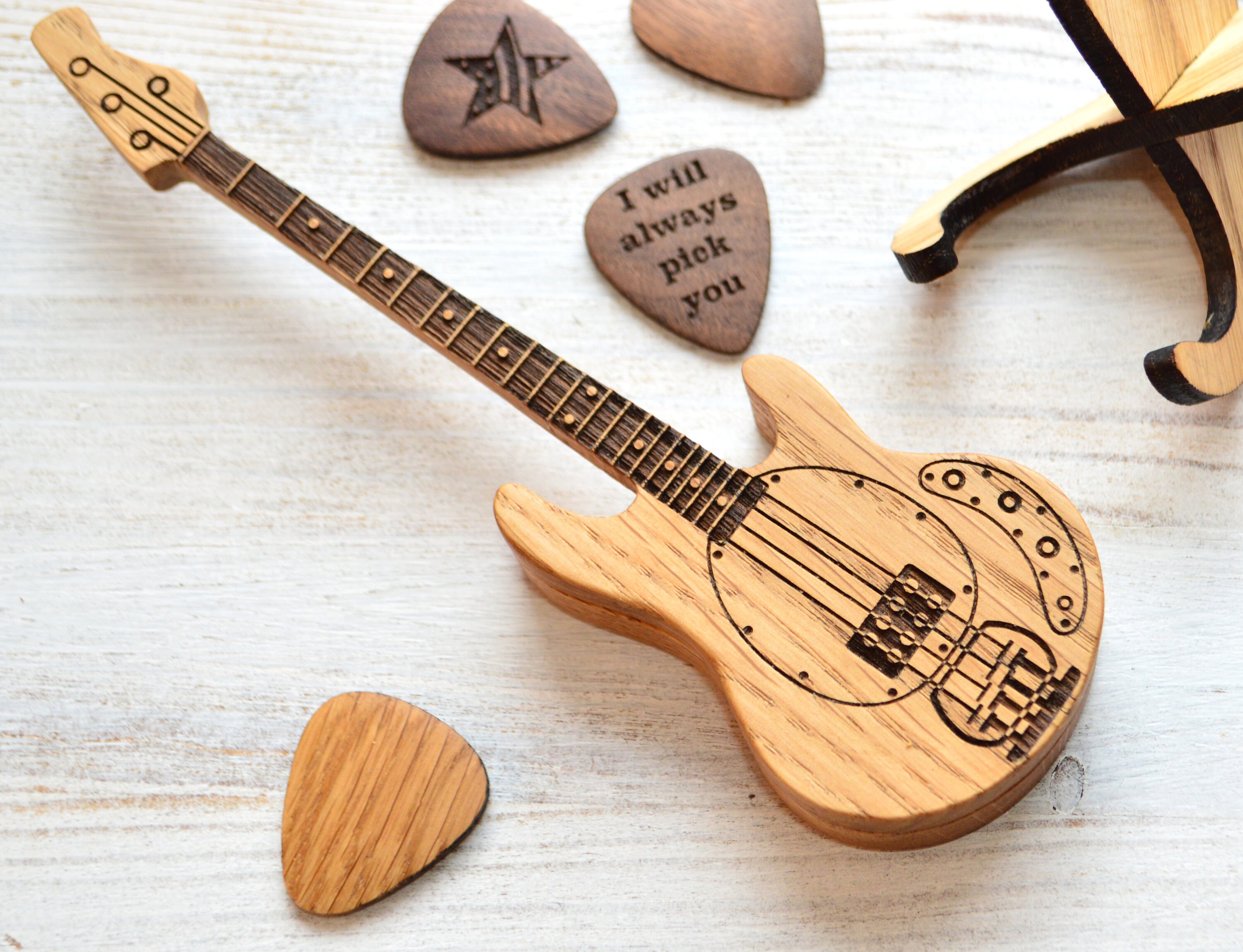Custom Bass Guitar Pick Box Personalized Anniversary Gift for Etsy