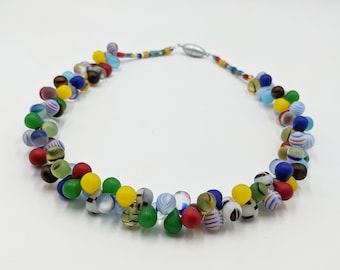 Ethno necklace multicolor antique Bohemian glass beads African beads wedding beads Mali trade beads unique handmade magnetic clasp