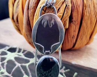 Handmade, Gothic, Bat relief  925 Sterling Silver Pendant