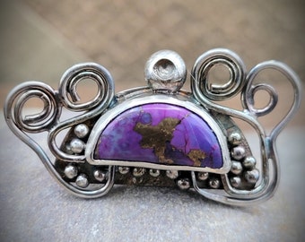925 Sterling Silver Purple Mojave Turquoise Statement Ring