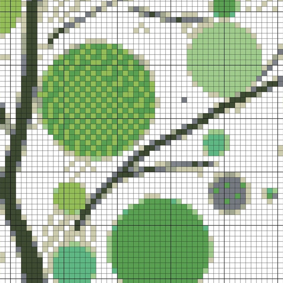 Green Tree Cross Stitch Patterns. Green Circles Tree Cross | Etsy
