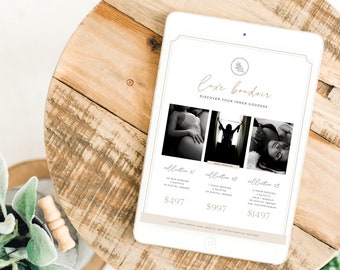 Boudoir Photography Pricing Template Canva (Digital)