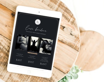 Boudoir Photography Pricing Template, Marketing Guide (Canva Template)