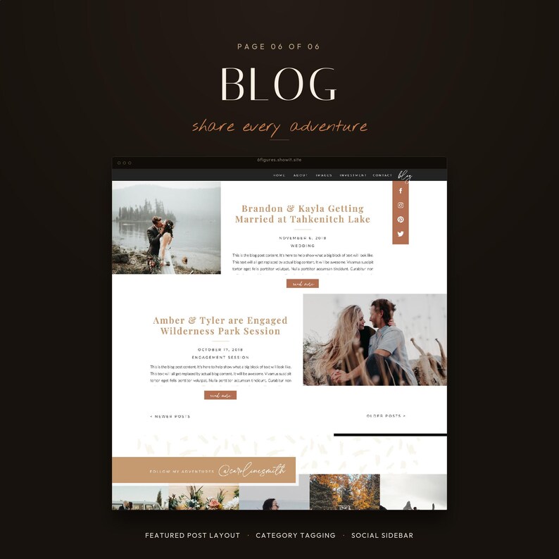 Showit Website Template für Fotografen | Hochzeit, Boudoir & Verlobung Theme | Portfolio Webseite | Sofort Download Bild 9