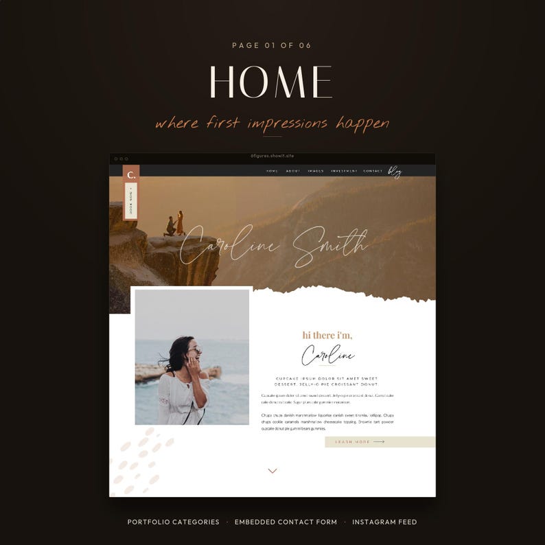 Showit Website Template für Fotografen | Hochzeit, Boudoir & Verlobung Theme | Portfolio Webseite | Sofort Download Bild 4