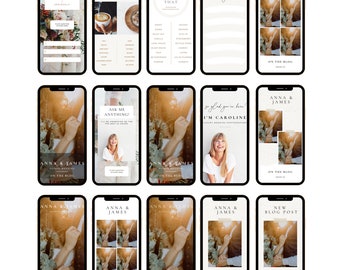 16 plantillas de historias de Instagram, plantillas de fotografía, marketing fotográfico, fotografía de bodas, historias de Instagram, plantillas de Canva