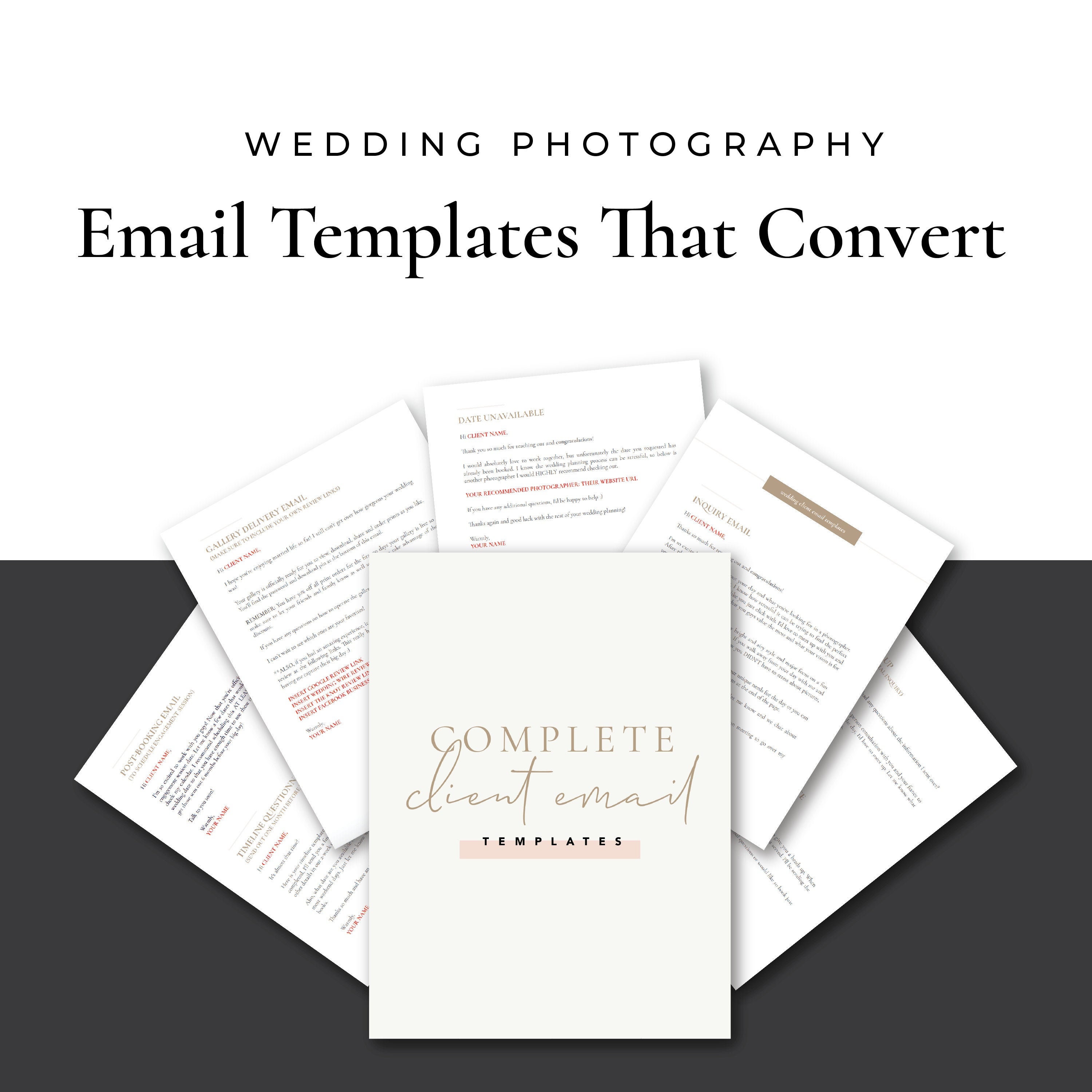Wedding Photography Email Templates, Instant Download, Email Marketing