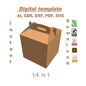 Plantillas de cajas de regalo caja de cartón universal descarga digital