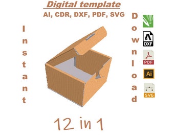 12 plantillas caja de cartón caja de regalo universal descarga digital