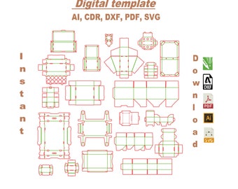 DIY custom box template cardboard digital download