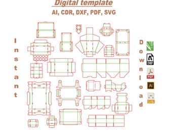 Modèle de boîte personnalisée bricolage téléchargement numérique en carton