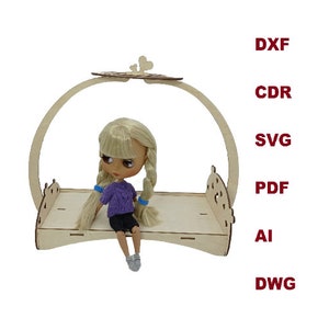 Vector file romantic canopy bed for Blythe 12 inch doll Accessories Digital product Doll house Furniture renovation
