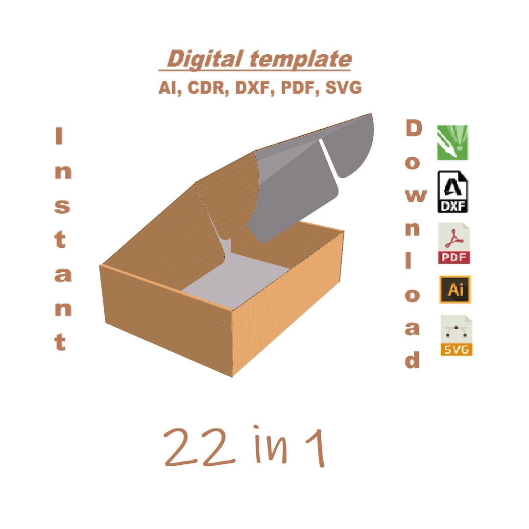 22 Templates Universal Cardboard Box Gift Box Digital Download Etsy