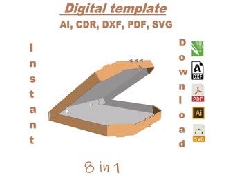 Pizza cardboard box templates digital download 8 in 1