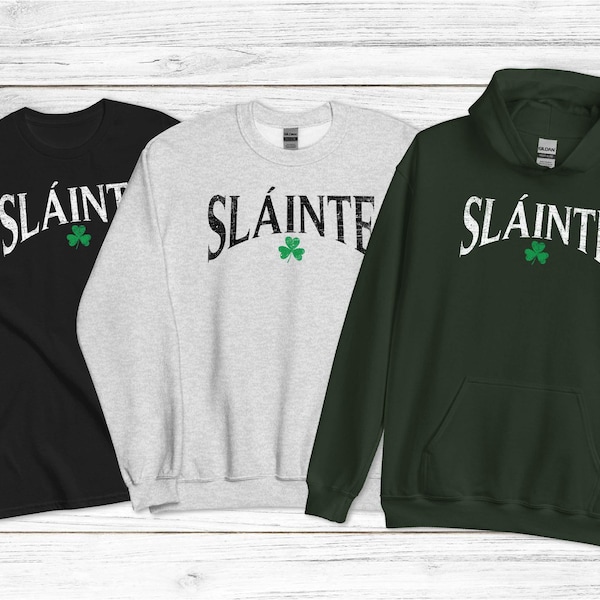 スランテ アイルランド ゲール語 スウェットシャツまたは T シャツ、ダメージ加工デザイン、聖パトリックの日!