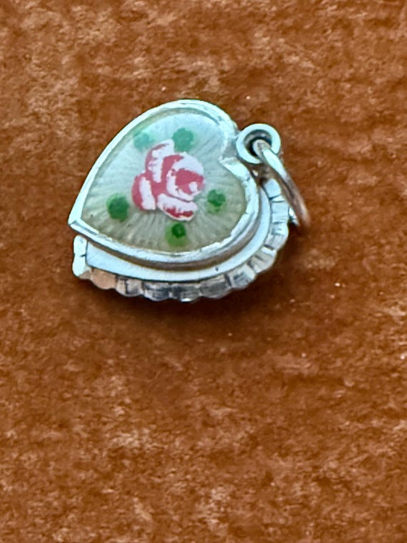 Guilloche Enamel Miraculous Medal Heart Charm Madonna View 4