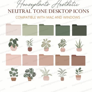 Desktop Icons, Boho Desktop Ordner Icons, MacBook Ordner Icons, Mac Windows Aesthetic Houseplant Icons, MacBook Plant Desktop Icons