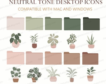 Desktop Icons , Boho Desktop Folder Icons , MacBook Folder Icons, Mac Windows Aesthetic Houseplant Icons , MacBook Plant Desktop Icons